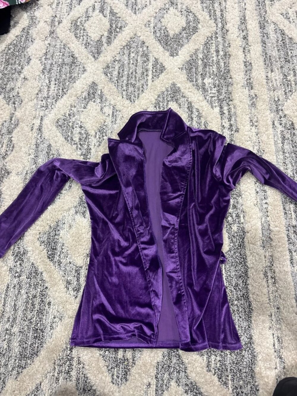 Purple Velvet Ruffle Collar Long Sleeve Top